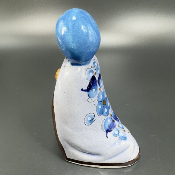Vintage Mexican Pottery Hand Painted Blue Tonala Nativity Figurine Wise Men King - Picture 6 of 8